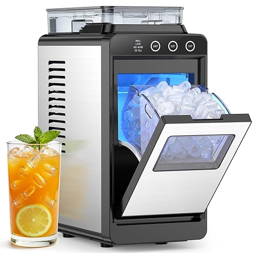 COWSAR Ice Maker Countertop, Portable Ice Machine with External Water Tank, 26 lbs/24Hrs, 8 Cubes in 6 Mins, Self-Cleaning Quiet Compact Commercial Ice Makers for Home, RV, Camping