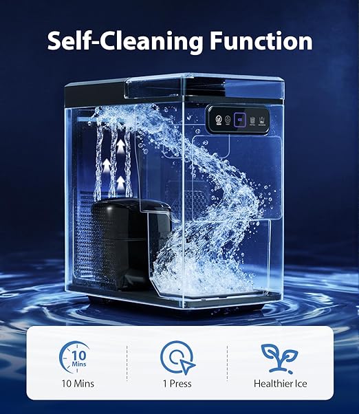 Nugget Ice Maker 40lbs/Day, Countertop Ice Maker Soft Chewable Ice, Ice Makers One-Click & Self-Cleaning, Crushed Pellet Ice Machine