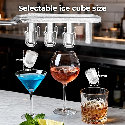 Electactic Countertop Ice Maker with 2L Dual Water Tank, 8 Bullet Ice Fast in 6 Mins, 26 lbs/Day, 2 Ice Sizes, Self-Cleaning Mode,Compact Portable Ice Machine