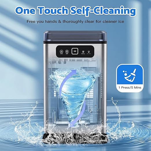 Nugget Ice Maker Countertop,Pellet Ice Machine Chewable Ice 40Lbs/Day,Ready in 5 Mins, Self-Cleaning,Compact Crushed Ice Maker