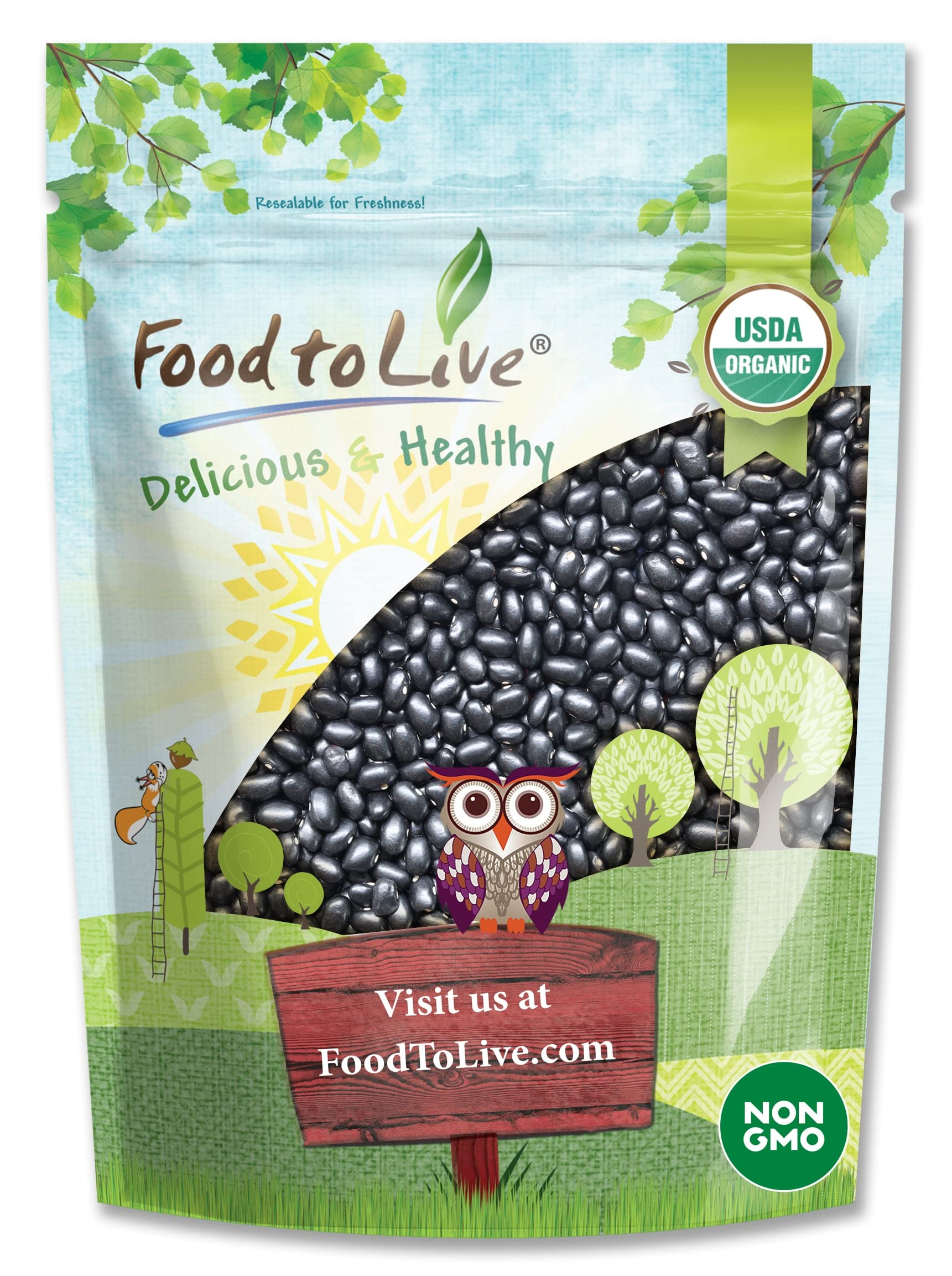 Food to Live - Organic Black Beans, 5 Pounds Non-GMO, Whole Dried Beans, Sproutable, Vegan, Kosher, Bulk. Great Source of Plant Based Protein, Fiber. Great for Bean Soup, Salads, Chili.