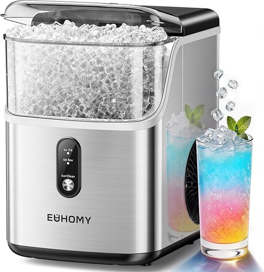 EUHOMY Nugget Ice Maker Countertop, Ready in 7 Mins, 35Lbs/24H Pebble Ice Maker Machine