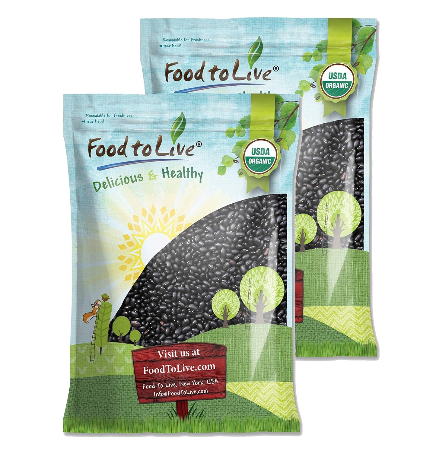 Food to Live - Organic Black Beans, 5 Pounds Non-GMO, Whole Dried Beans, Sproutable, Vegan, Kosher, Bulk. Great Source of Plant Based Protein, Fiber. Great for Bean Soup, Salads, Chili.